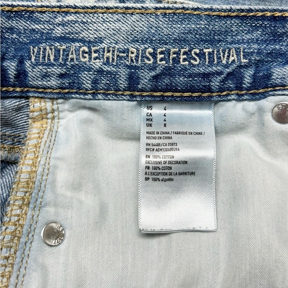 AEO American Eagle Vintage Hi-Rise Festival Distressed Shorts Size 4 - Picture 5 of 6